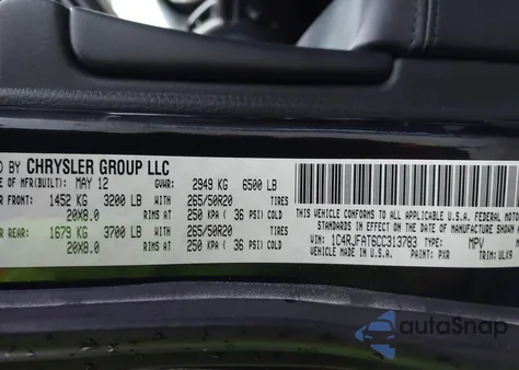 2012 Jeep Grand Cherokee Laredo from USA, damaged, VIN 1C4RJFAT6CC313783